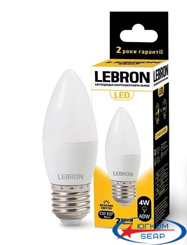 LED лампа Lebron L-С37, 4W, Е27, 4100K (00-10-42) - 23473