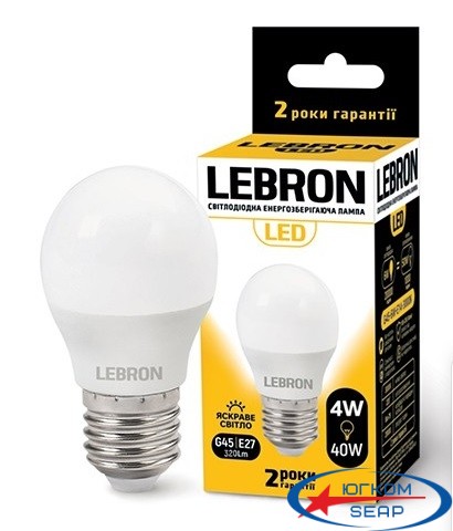 LED лампа Lebron L-G45, 4W, Е27, 4100K (00-10-30) - 23472