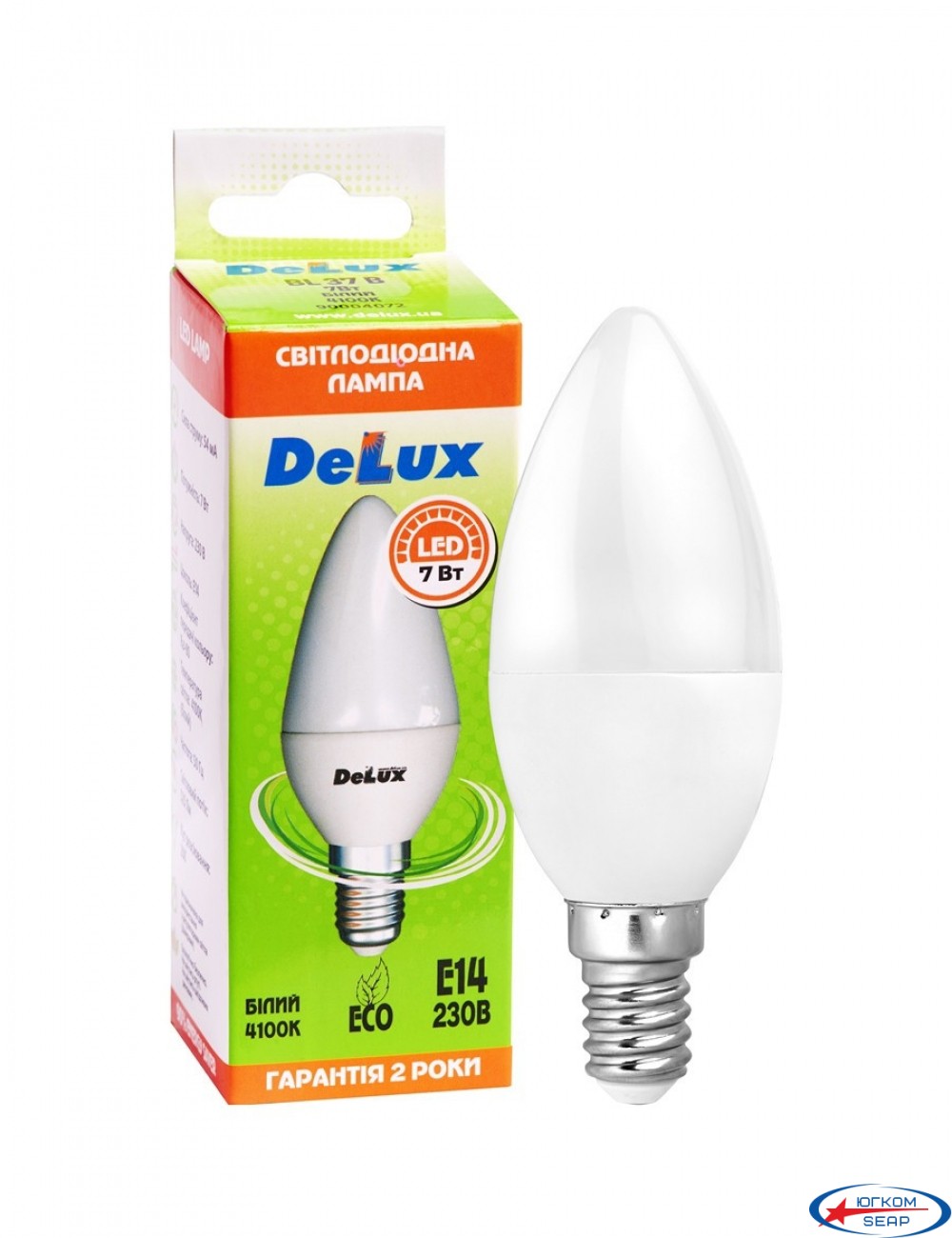 Лампа "Delux"7Вт_4100К 220В Е14 свечка - 20932